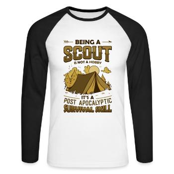 Is A Post Apocalyptic Survival Skill Scouting - Unisex Long Sleeve Baseball T-Shirt - white/black - Front - Nik (191cm)