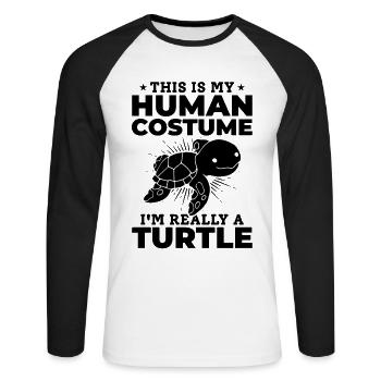 C’est mon costume humain je suis vraiment - T-shirt baseball manches longues Homme - blanc/noir - Devant - Nik (191cm)