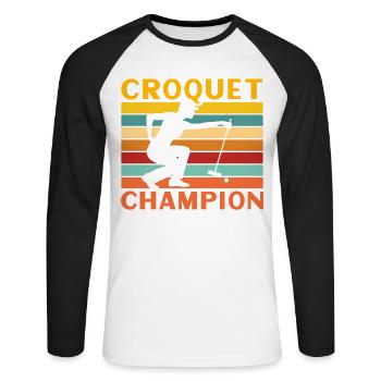 Croquet Champion - Unisex Long Sleeve Baseball T-Shirt - white/black - Front - Nik (191cm)