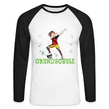 Grundschule Geschafft Fußball 6. Klasse - Unisex Baseballshirt langarm - Weiß/Schwarz - Vorne - Nik (191cm)