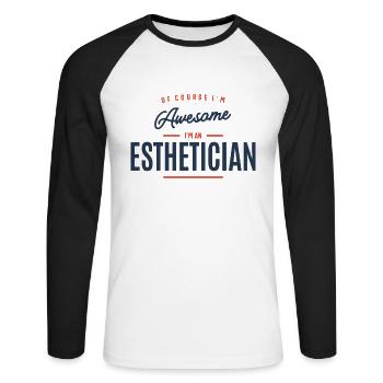 Esthéticienne Profession Emploi Travailleur d’anniversaire - T-shirt baseball manches longues Homme - blanc/noir - Devant - Nik (191cm)