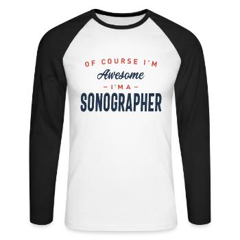 Sonograph Job Beruf Geburtstagsarbeiter - Unisex Baseballshirt langarm - Weiß/Schwarz - Vorne - Nik (191cm)