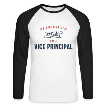 Vice Principal Job Beruf Geburtstagsarbeiter - Unisex Baseballshirt langarm - Weiß/Schwarz - Vorne - Nik (191cm)