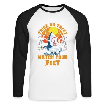 Sucré ou aigre prendre soin de vos pieds pour - T-shirt baseball manches longues Homme - blanc/noir - Devant - Nik (191cm)