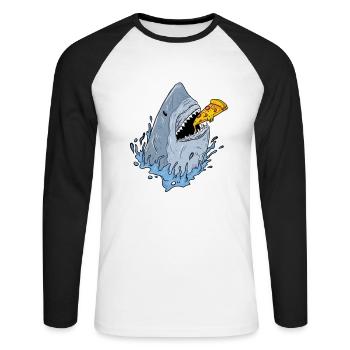 Nom Nom Für Meeresbiologen Für Hailiebhaber - Unisex Baseballshirt langarm - Weiß/Schwarz - Vorne - Nik (191cm)