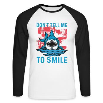 Ne me dites pas de sourire pour les amoureux des requins - T-shirt baseball manches longues Homme - blanc/noir - Devant - Nik (191cm)
