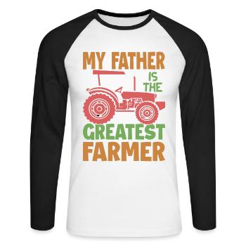 My Father Is The Greatest Farmer - Farm - Farming - Unisex Long Sleeve Baseball T-Shirt - white/black - Front - Nik (191cm)