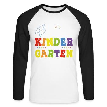 Bonjour L'école Maternelle - T-shirt baseball manches longues Homme - blanc/noir - Devant - Nik (191cm)