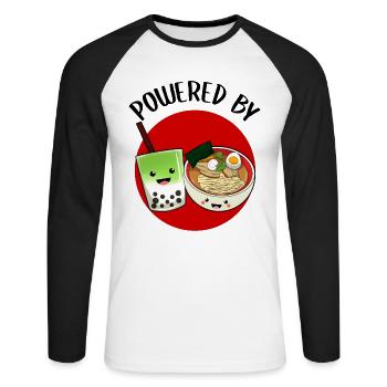 Asian Japanese Ramen Matcha Tea I Gift - Unisex Long Sleeve Baseball T-Shirt - white/black - Front - Nik (191cm)