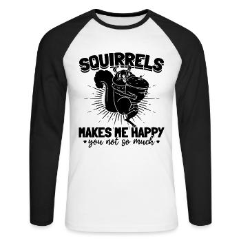 Squirrel doesn't make me so happy - - Unisex Long Sleeve Baseball T-Shirt - white/black - Front - Nik (191cm)