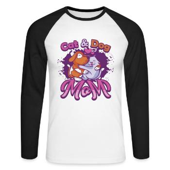 Cat and dog mother, pets. - Unisex Long Sleeve Baseball T-Shirt - white/black - Front - Nik (191cm)