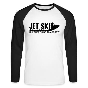 Jetski Wassersport Sommer See Urlaub Geschenkidee - Unisex Baseballshirt langarm - Weiß/Schwarz - Vorne - Nik (191cm)