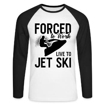 Jetski Wassersport Meer Urlaub Sommer Geschenkidee - Unisex Baseballshirt langarm - Weiß/Schwarz - Vorne - Nik (191cm)