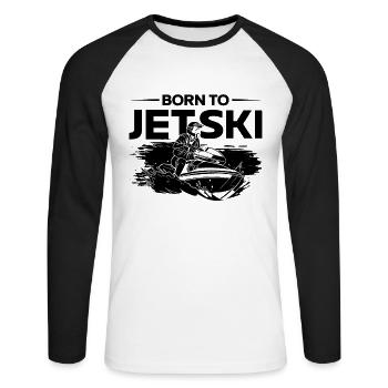 Jetski Wassersport Meer Sommer Urlaub Geschenkidee - Unisex Baseballshirt langarm - Weiß/Schwarz - Vorne - Nik (191cm)