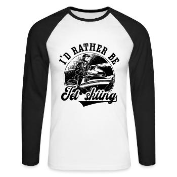 Jetski Urlaub Meer Sommer Wassersport Geschenkidee - Unisex Baseballshirt langarm - Weiß/Schwarz - Vorne - Nik (191cm)