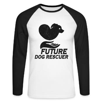 SAUVETAGE DE CHIEN DROITS DES ANIMAUX SAUVETAGE ADOPTION DE CHIENS DE SAUVETAGE - T-shirt baseball manches longues Homme - blanc/noir - Devant - Nik (191cm)