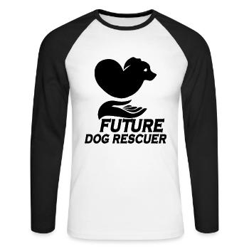 SAUVETAGE DE CHIEN DROITS DES ANIMAUX SAUVETAGE ADOPTION DE CHIENS DE SAUVETAGE - T-shirt baseball manches longues Homme - blanc/noir - Devant - Nik (191cm)