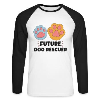 SAUVETAGE DE CHIEN DROITS DES ANIMAUX SAUVETAGE ADOPTION DE CHIENS DE SAUVETAGE - T-shirt baseball manches longues Homme - blanc/noir - Devant - Nik (191cm)