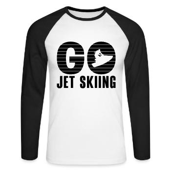 Jetski Sommer Wassersport Urlaub Cool Geschenkidee - Unisex Baseballshirt langarm - Weiß/Schwarz - Vorne - Nik (191cm)