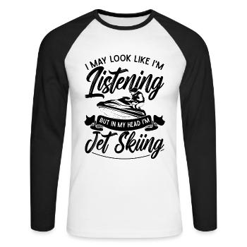 Jetski Urlaub Sommer Wassersport Cool Geschenkidee - Unisex Baseballshirt langarm - Weiß/Schwarz - Vorne - Nik (191cm)