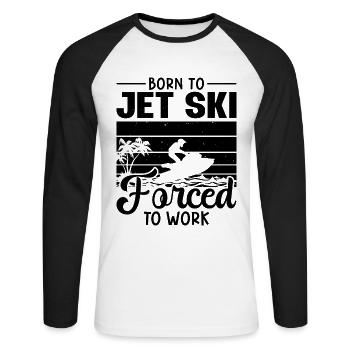Jetski Été Cool Sports Nautiques Idée Cadeau Cadeau - T-shirt baseball manches longues Homme - blanc/noir - Devant - Nik (191cm)