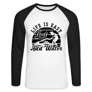 Jetski Water Sports Summer Cool Holiday Gift Idea - Unisex Long Sleeve Baseball T-Shirt - white/black - Front - Nik (191cm)