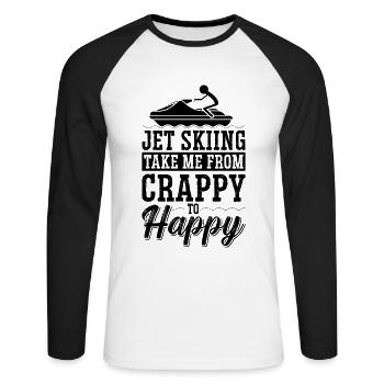 Jetski Cool Sports Nautiques Vacances Été Idée Cadeau - T-shirt baseball manches longues Homme - blanc/noir - Devant - Nik (191cm)