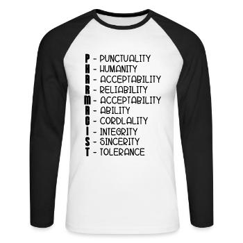 Pharmacy Pharmacy Technician Technician Gift Idea - Unisex Long Sleeve Baseball T-Shirt - white/black - Front - Nik (191cm)