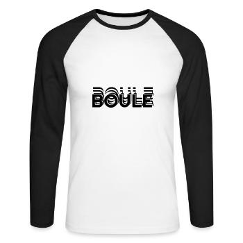 Boulespieler Design Minimalism Boccia Pentaque - Unisex Baseballshirt langarm - Weiß/Schwarz - Vorne - Nik (191cm)