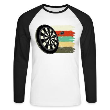 Darts Retro Darts Darts Player - Unisex Long Sleeve Baseball T-Shirt - white/black - Front - Nik (191cm)