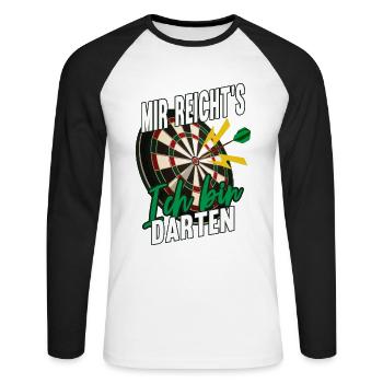 Darts Dartspieler - Unisex Baseballshirt langarm - Weiß/Schwarz - Vorne - Nik (191cm)