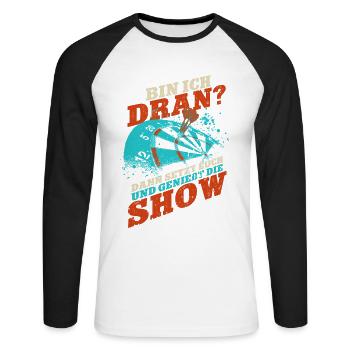 Joueurs de fléchettes - T-shirt baseball manches longues Homme - blanc/noir - Devant - Nik (191cm)