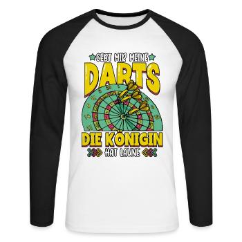 Darts Dartspieler - Unisex Baseballshirt langarm - Weiß/Schwarz - Vorne - Nik (191cm)