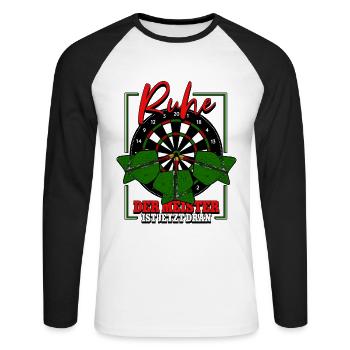 Ruhe Der Meister Wirft Darts Dartspieler - Unisex Baseballshirt langarm - Weiß/Schwarz - Vorne - Nik (191cm)