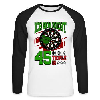 Ich bin nicht 45 ich bin Triple 15 - 45. - Unisex Baseballshirt langarm - Weiß/Schwarz - Vorne - Nik (191cm)