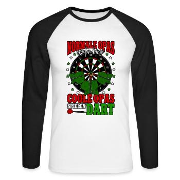Dart Opa Darts Dartspieler - Unisex Baseballshirt langarm - Weiß/Schwarz - Vorne - Nik (191cm)