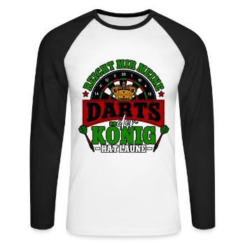 Reicht mir meine Darts Dartspieler - Unisex Baseballshirt langarm - Weiß/Schwarz - Vorne - Nik (191cm)