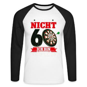 Ich bin nicht 60 ich bin Triple 20 - 60. - Unisex Baseballshirt langarm - Weiß/Schwarz - Vorne - Nik (191cm)