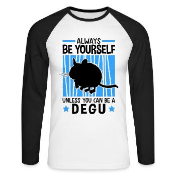 Dann sei ein Degu Nagetier Chile Degu - Unisex Baseballshirt langarm - Weiß/Schwarz - Vorne - Nik (191cm)