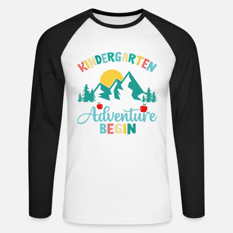 Kindergarten Das Abenteuer beginnt - Unisex Baseballshirt langarm - Weiß/Schwarz