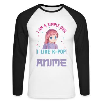 K-pop Coréen Musique Pop Cadeau Corée Musique - T-shirt baseball manches longues Homme - blanc/noir - Devant - Nik (191cm)
