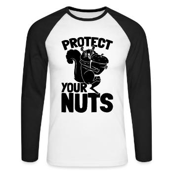 Niedlicher Eichhörnchen-Liebhaber — Schützen Sie - Unisex Baseballshirt langarm - Weiß/Schwarz - Vorne - Nik (191cm)