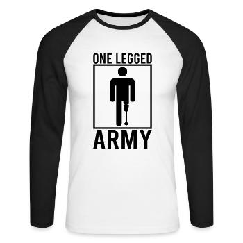 Handicapped Wheelchair Cyborg Leg Arm Amputee - Unisex Baseballshirt langarm - Weiß/Schwarz - Vorne - Nik (191cm)