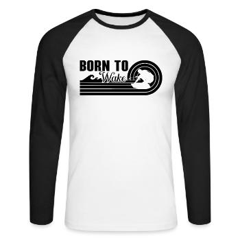 Wakeboard Wakeboarder Wakeboarding Idée Cadeau - T-shirt baseball manches longues Homme - blanc/noir - Devant - Nik (191cm)
