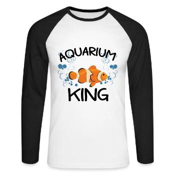 Aquarium King Fischzucht Fans Clownfisch Liebhaber - Unisex Baseballshirt langarm - Weiß/Schwarz - Vorne - Nik (191cm)