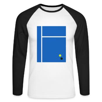 Tennis Illustration 2D Minimalism Tennisplatz - Unisex Baseballshirt langarm - Weiß/Schwarz - Vorne - Nik (191cm)