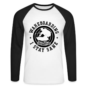 Wakeboard Wakeboarder Wakeboarding Idée Cadeau - T-shirt baseball manches longues Homme - blanc/noir - Devant - Nik (191cm)