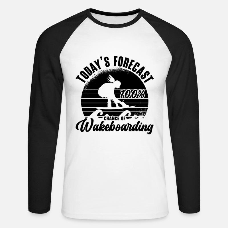 Wakeboarden Wakeboarder Wakeboard Geschenkidee - Unisex Baseballshirt langarm - Weiß/Schwarz