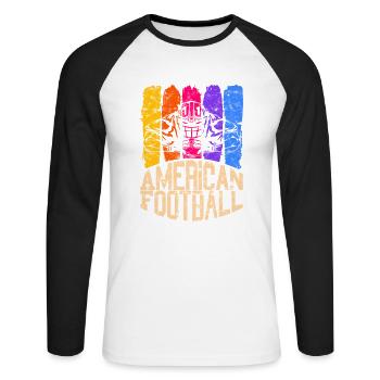 American Football Colour Sackinator - Unisex Baseballshirt langarm - Weiß/Schwarz - Vorne - Nik (191cm)