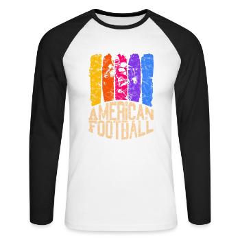 American Football Colour Running Back - Unisex Long Sleeve Baseball T-Shirt - white/black - Front - Nik (191cm)
